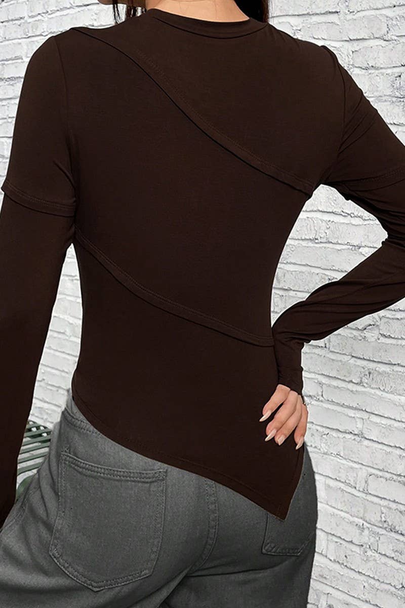 CWTBLL2725_ASYMMETRIC CREW NECK SOLID COLOR KNIT TOP