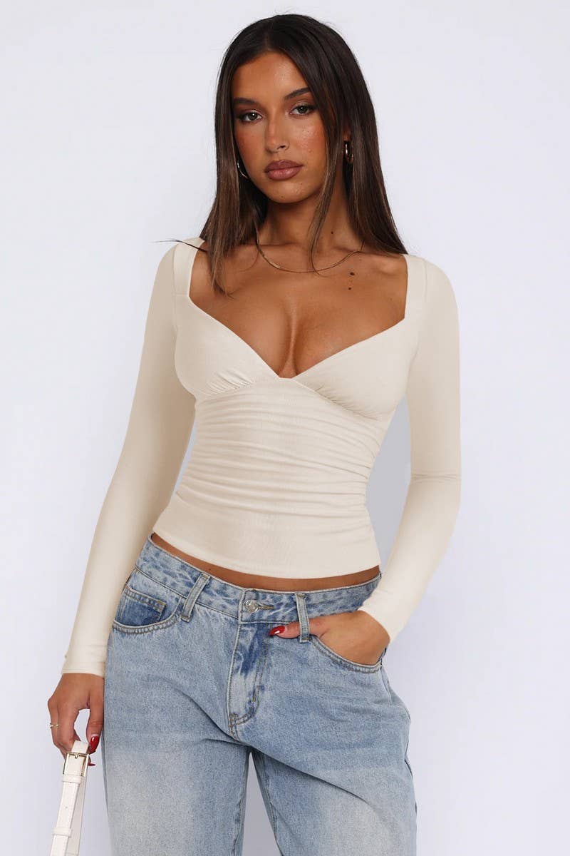 CWTTL2059_SUMMER LIGHT MATURE STYLE SLIM HOT GIRL TOP