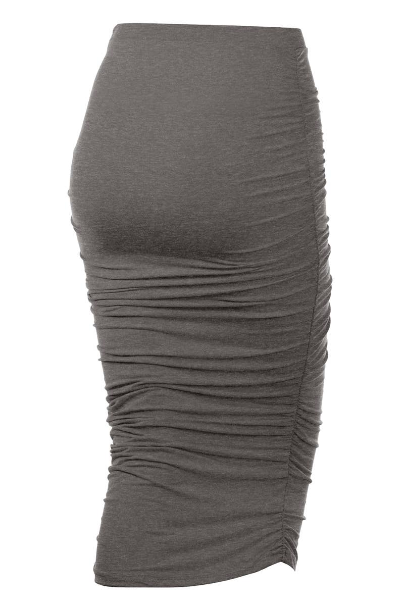 CWBMS070_PLUS Slim Fit Ruched Long Pencil Skirt