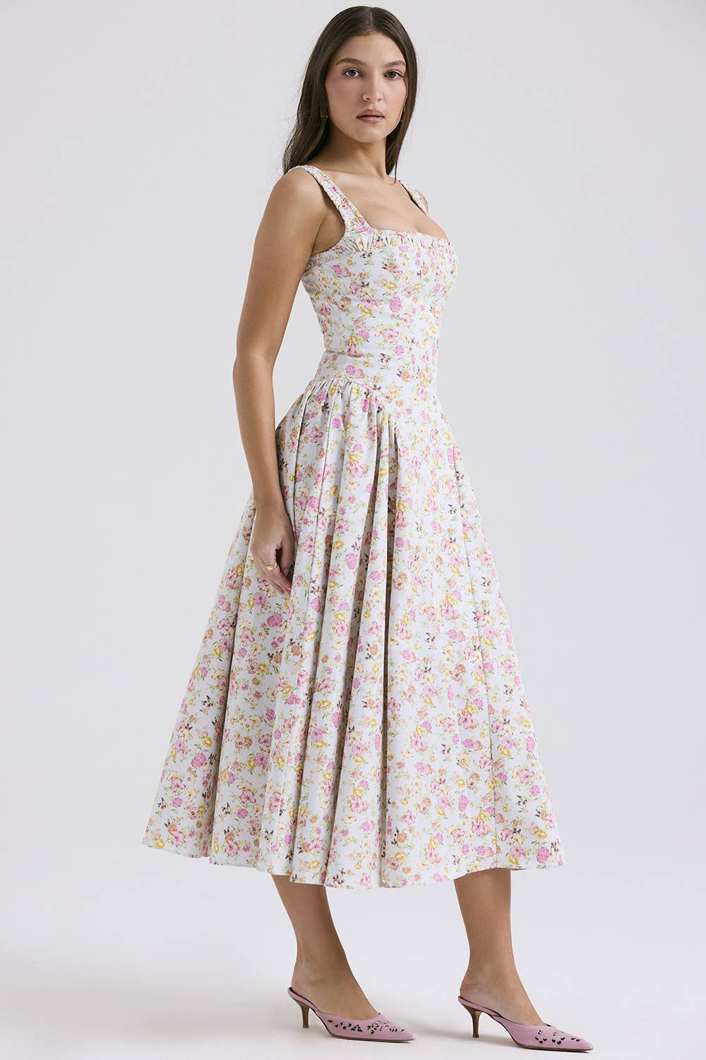 FLORAL BOHO CHIC HALTER DRESS WITH SLIMMING WAIST