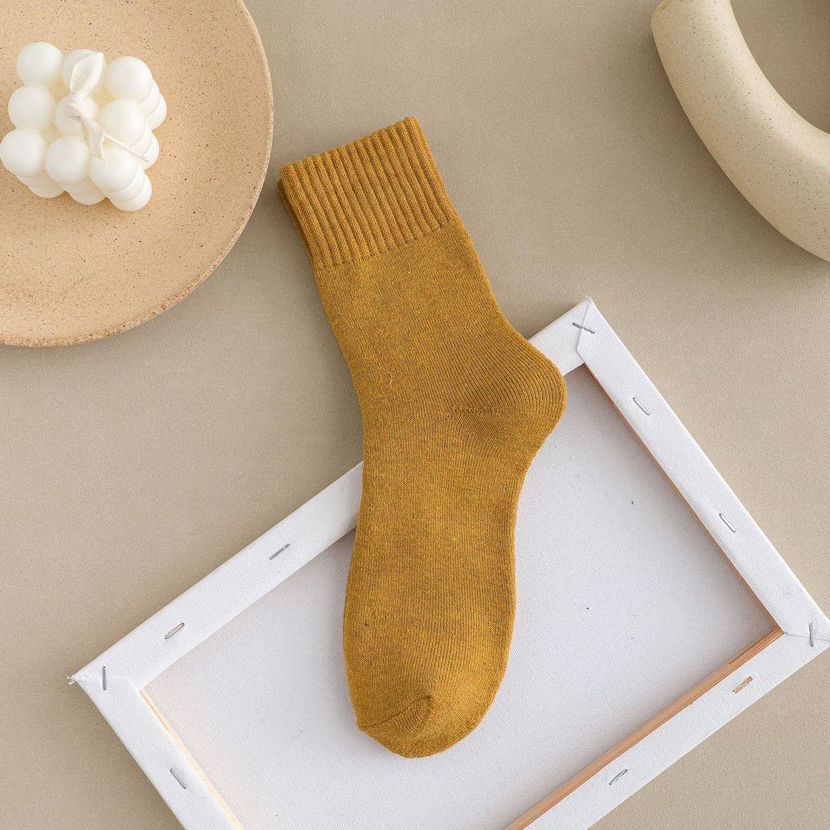 WINTER PLUS VELVET THICK WARM TERRY MID-TUBE SOCKS