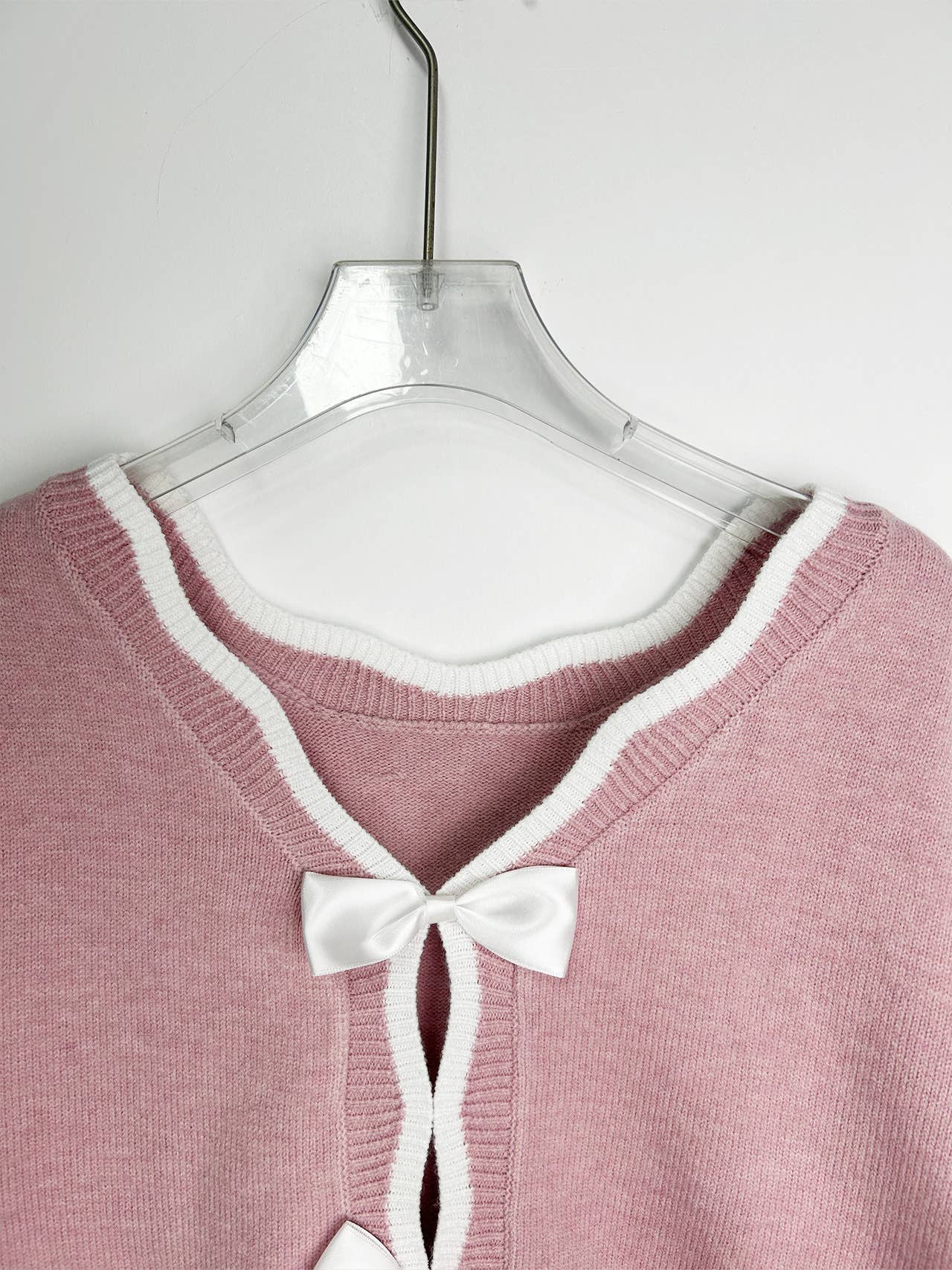 Bowknot lace-up back sexy back knitted a sweater