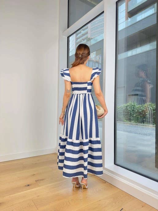 Comfortable and elegant striped halter dress