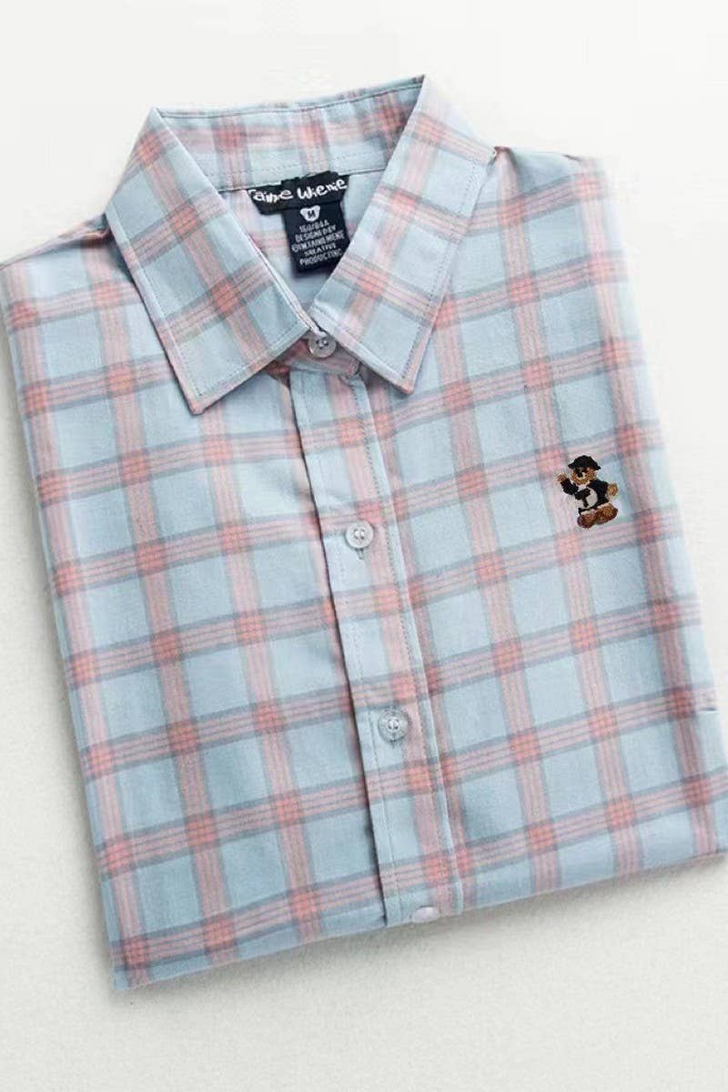 CWTSTL2245_LONG-SLEEVED COTTON THIN PLAID BOTTOMING SHIRT