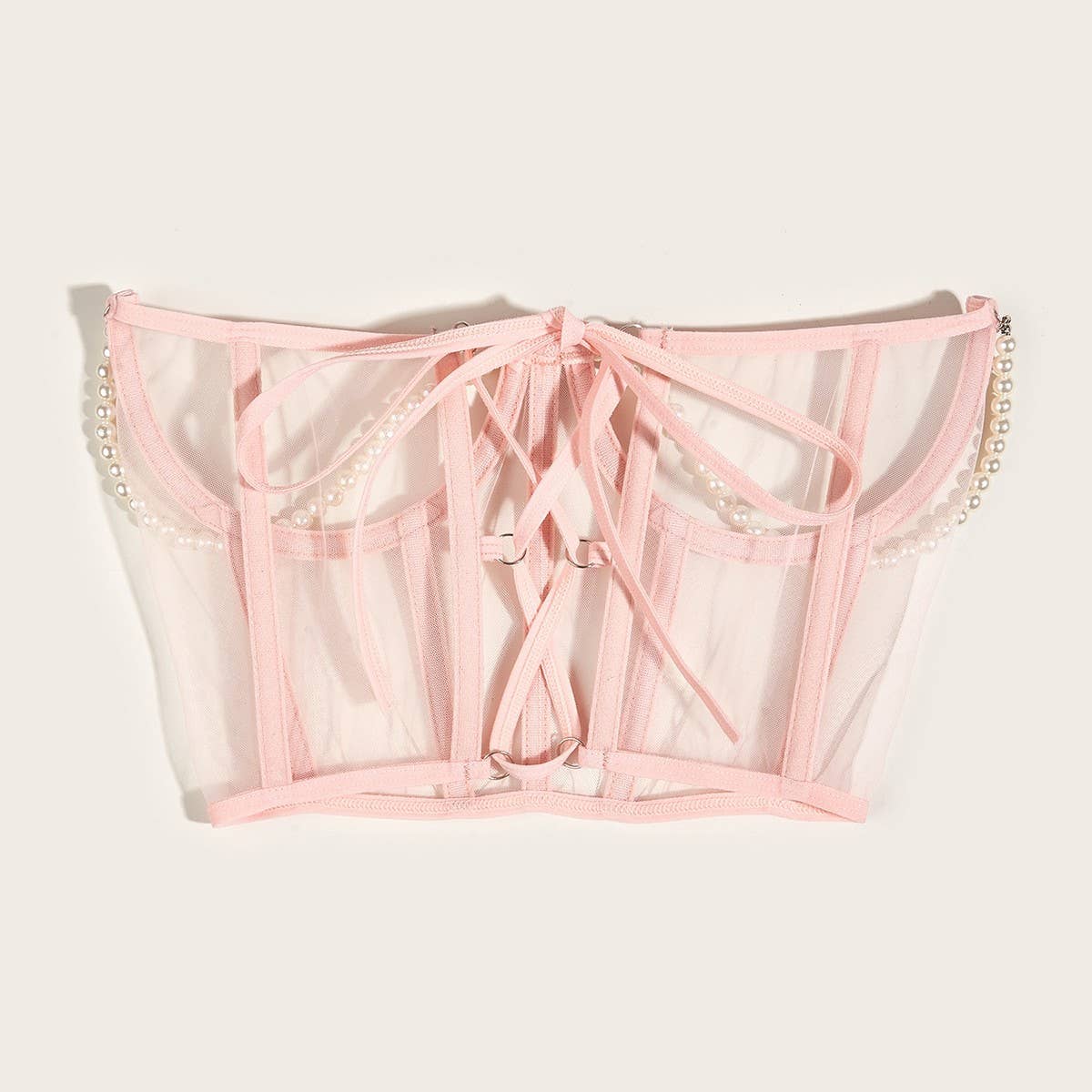 CWABE0977_PEARL CHAIN WAIST AND CHEST RING CORSET