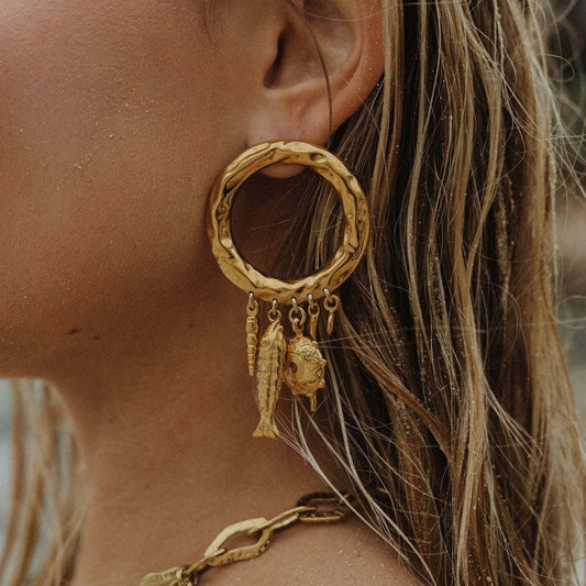 Stainless Steel Vintage Gold Large Hoop Earrings_CWAJE5122