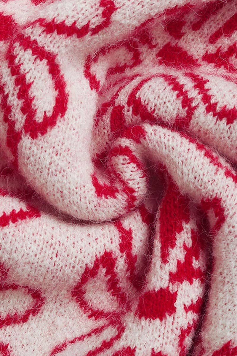 CWOSWL3838_PINK JACQUARD TURTLENECK SWEATER