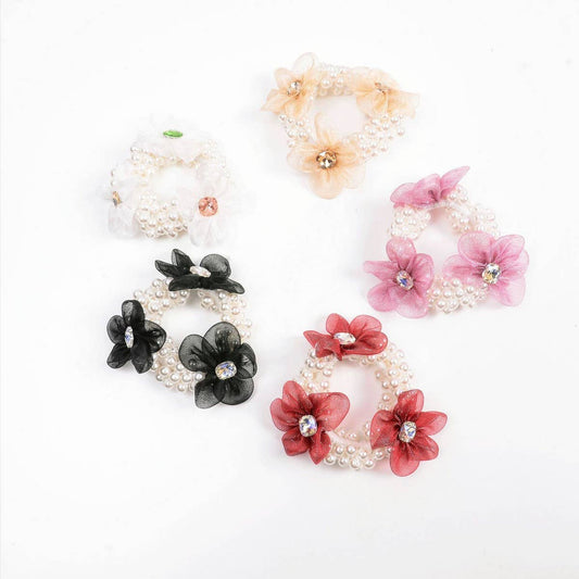 Elegant Pearl Organza Hair Tie for Women
