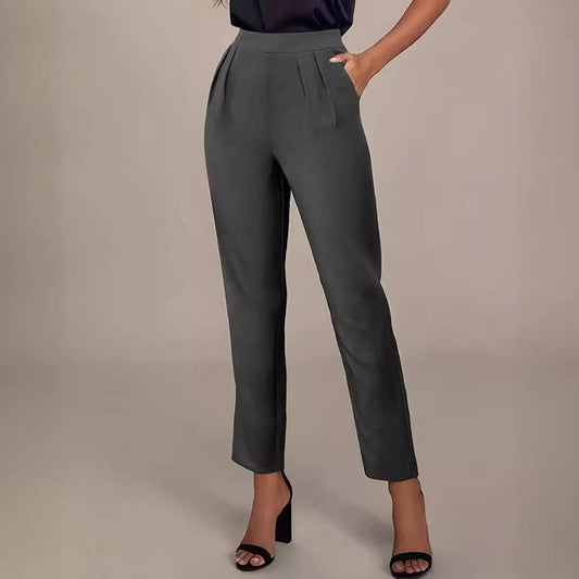 ELEGANT ELASTIC-WAIST ELASTIC-POCKET SUIT PANTS