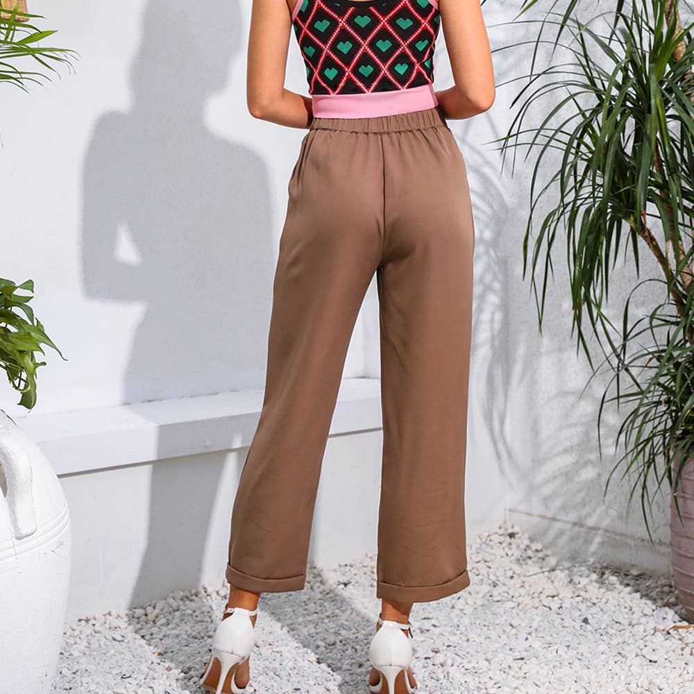 COMMUTER CHIC HIGH-WAISTED CASUAL LOOSE PANTS