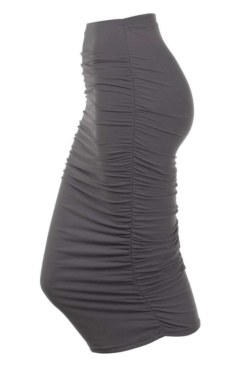 CWBMS070_PLUS Slim Fit Ruched Long Pencil Skirt