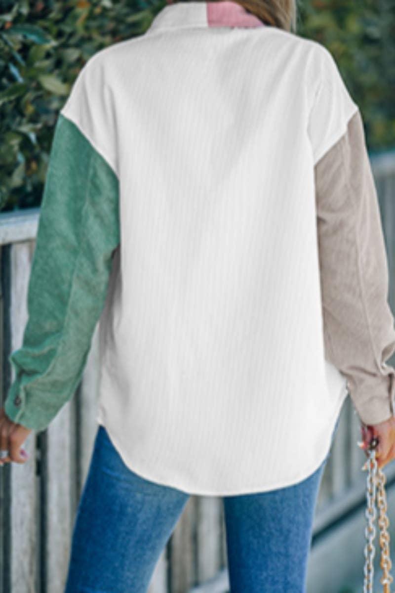 CWTSTL2352_COLOR BUTTON-UP COLOR LONG SLEEVE SHIRT TOP