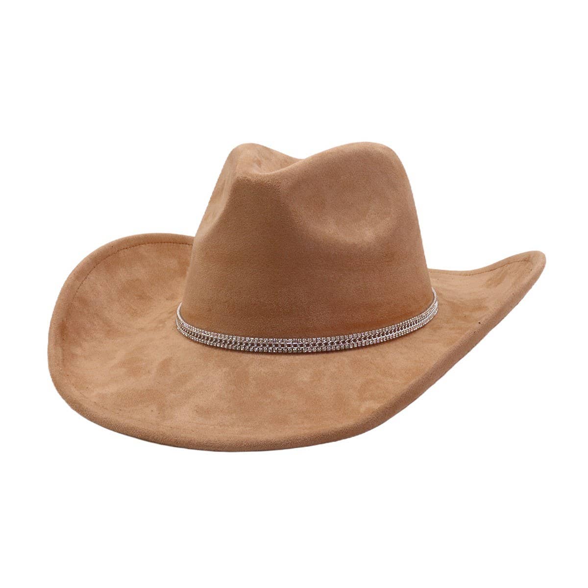 Suede Denim Cowboy Fedora Hat Western Ethnic Style_CWAH04394