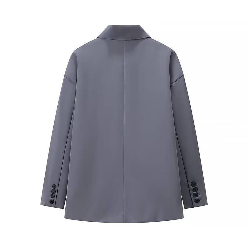 Double-breasted side-slit casual suit jacket