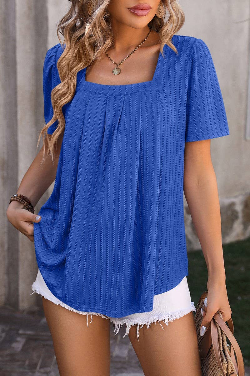 CWTTS0776_Sweetheart Neck Shirt Sleeve Top