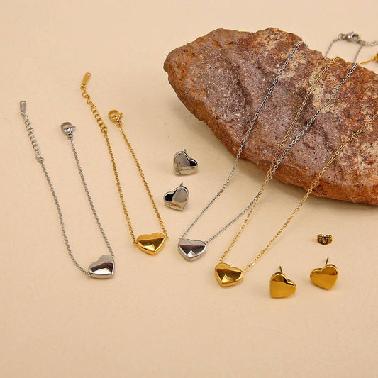 Women?™s Stainless Steel Heart Jewelry 3-Piece Set_CWMM8880