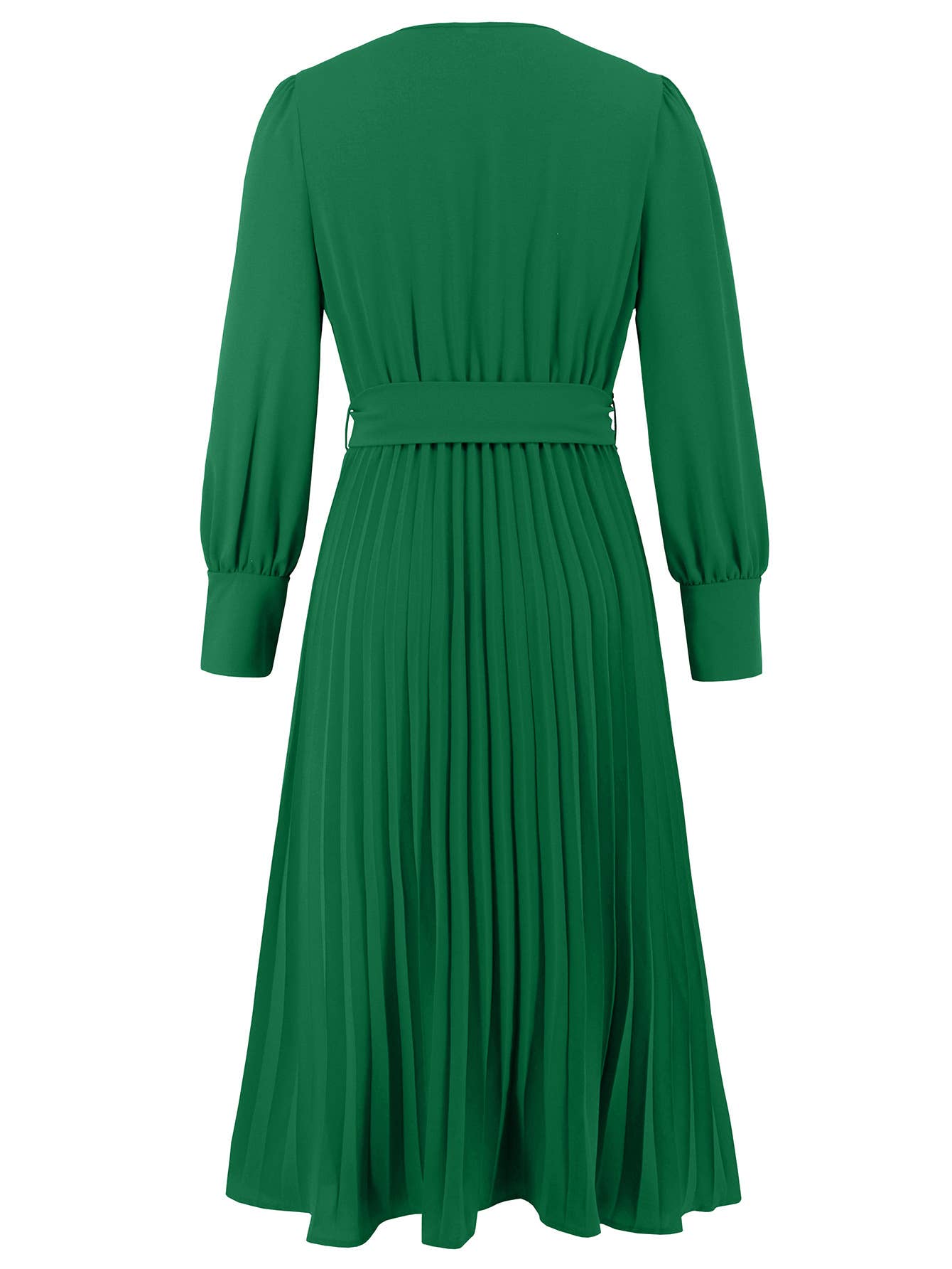 Elegant Pleated V-Neck Long Sleeve Bodycon Dress