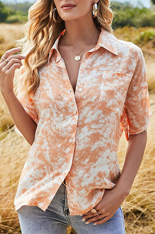 CWTBLS2000_SUMMER TIE-DYE FASHION COLOR-BLOCK SHIRT