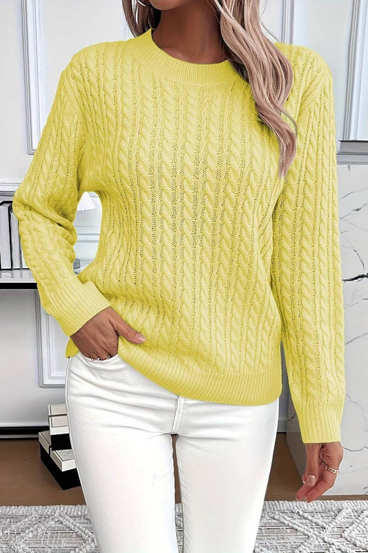 CWOSWL6865_WOMEN'S SWEET SOLID COLOR CABLE KNIT TOP