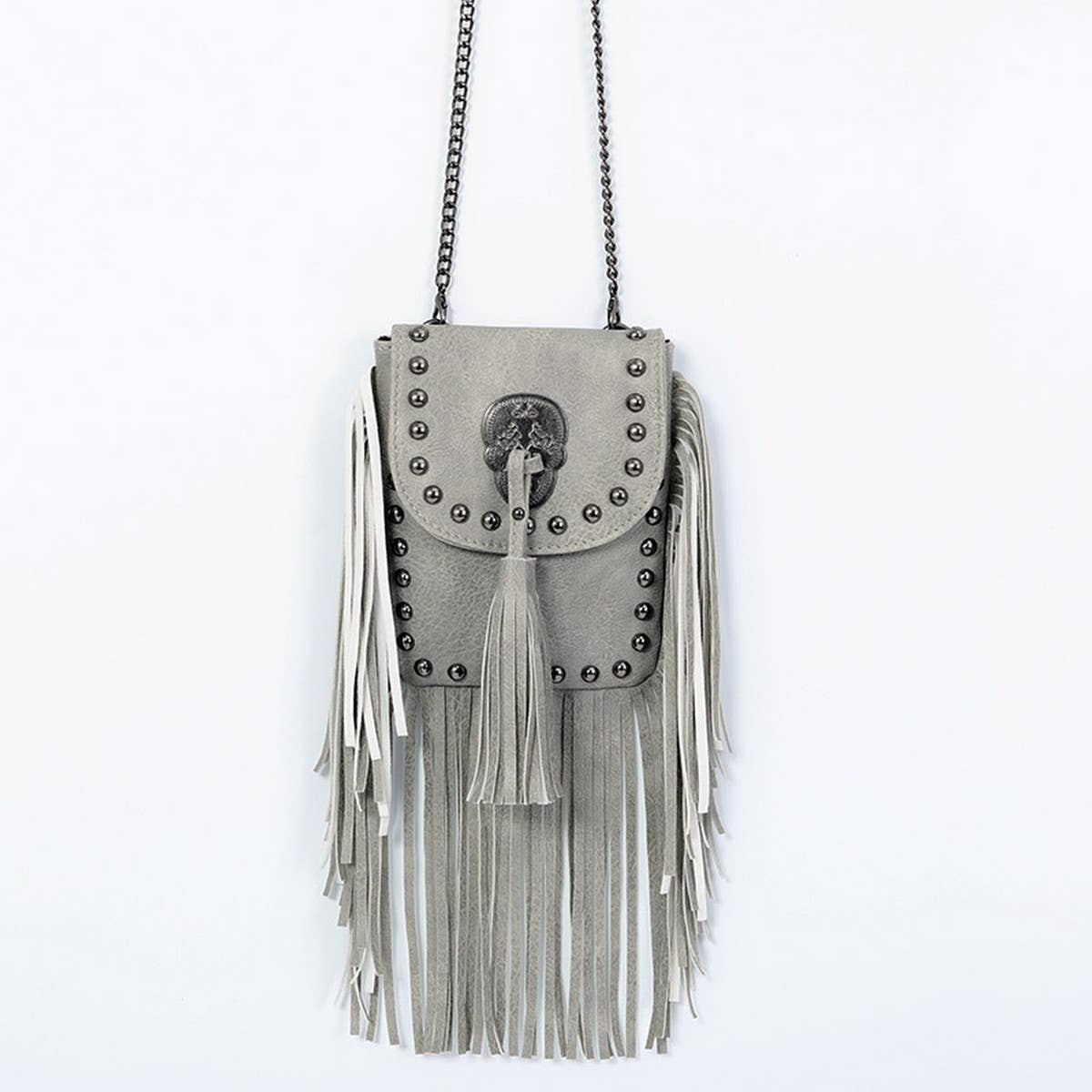 CWAB4543_RIVET TASSEL CHAIN SHOULDER CROSSBODY BAG