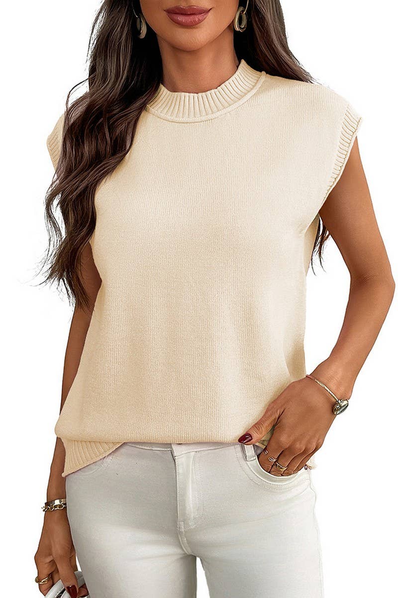 CWOSWSL0154_SOLID SHORT SLEEVE KNIT PULLOVER SWEATER