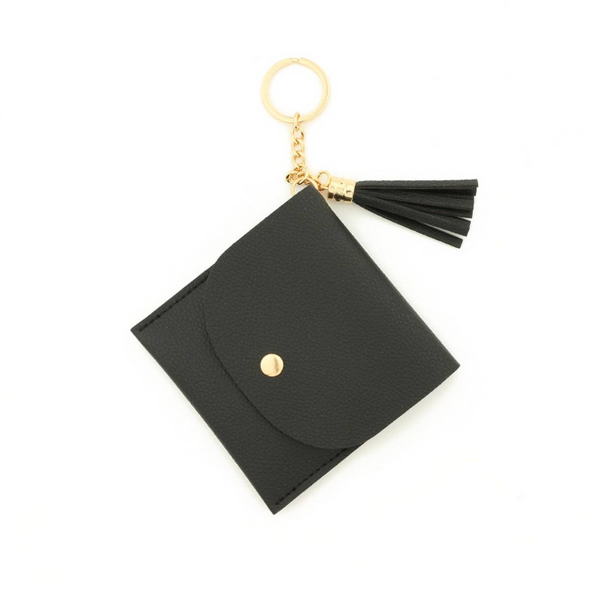 Solid PU Card Wallet with Tassel & Keychain_CWAB4965