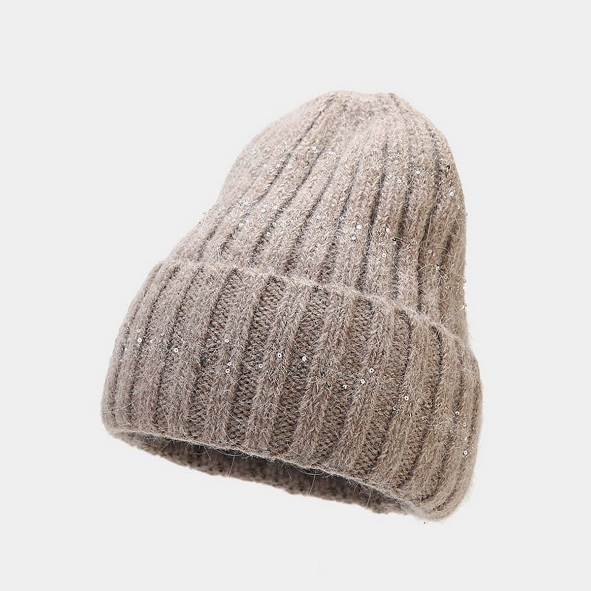 OUTDOOR COLD-PROOF CURLED SEQUINED KNITTED HAT_CWAH1604