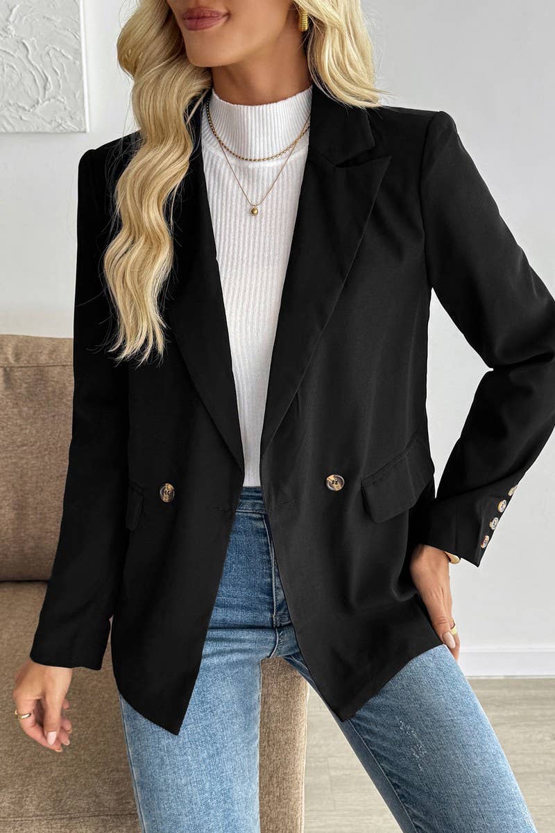 CWTTT0087_CASUAL COMMUTER SUIT COLLAR BLACK SUIT JACKET