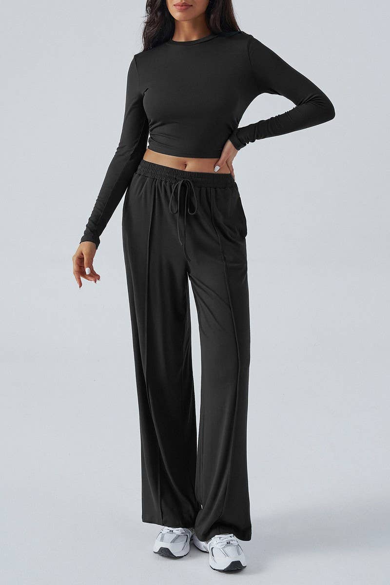 CWBLP2154_SOLID HIGH WAIST WIDE LEG CASUAL PANTS