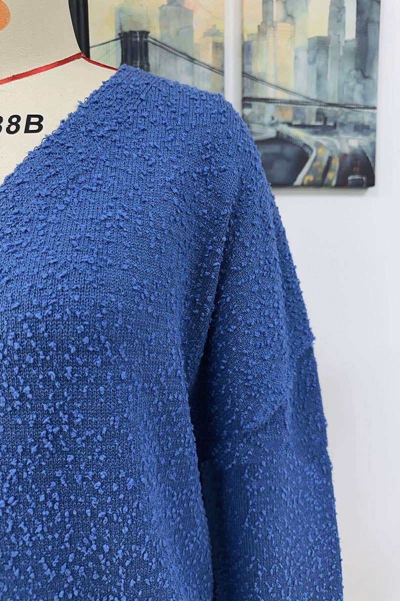 CWOCAL371 Button Down Long Sleeve V-Neck Cardigan Sweater