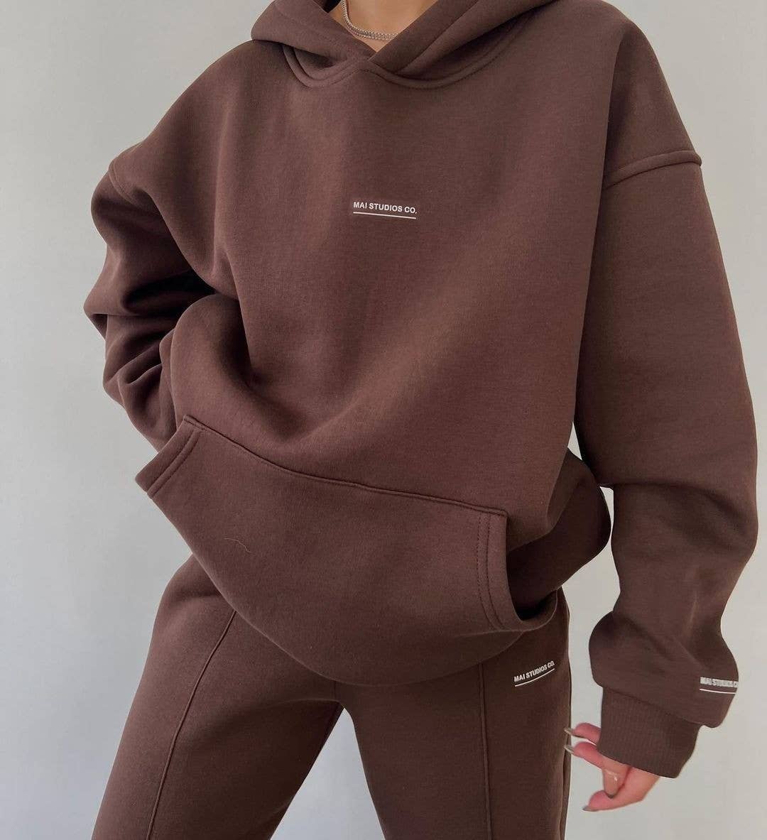 FLEECE FASHION THICK PANTS SPORT TWO-PIECE SET