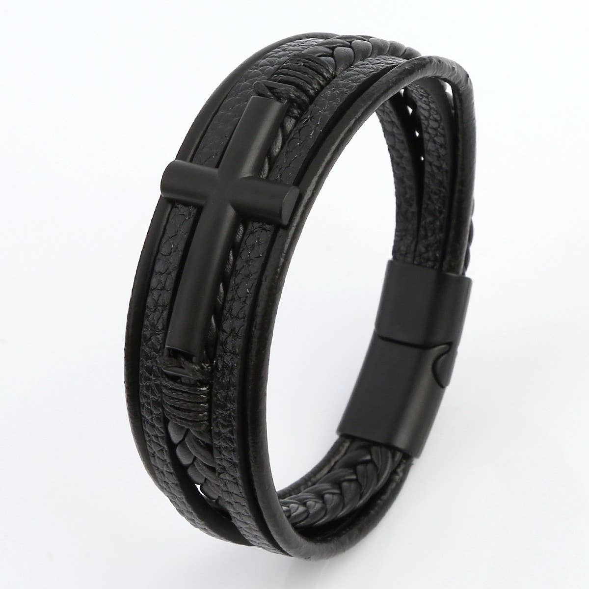 NEW LEATHER HANDWOVEN GOLD MAGNET BUCKLE BRACELET