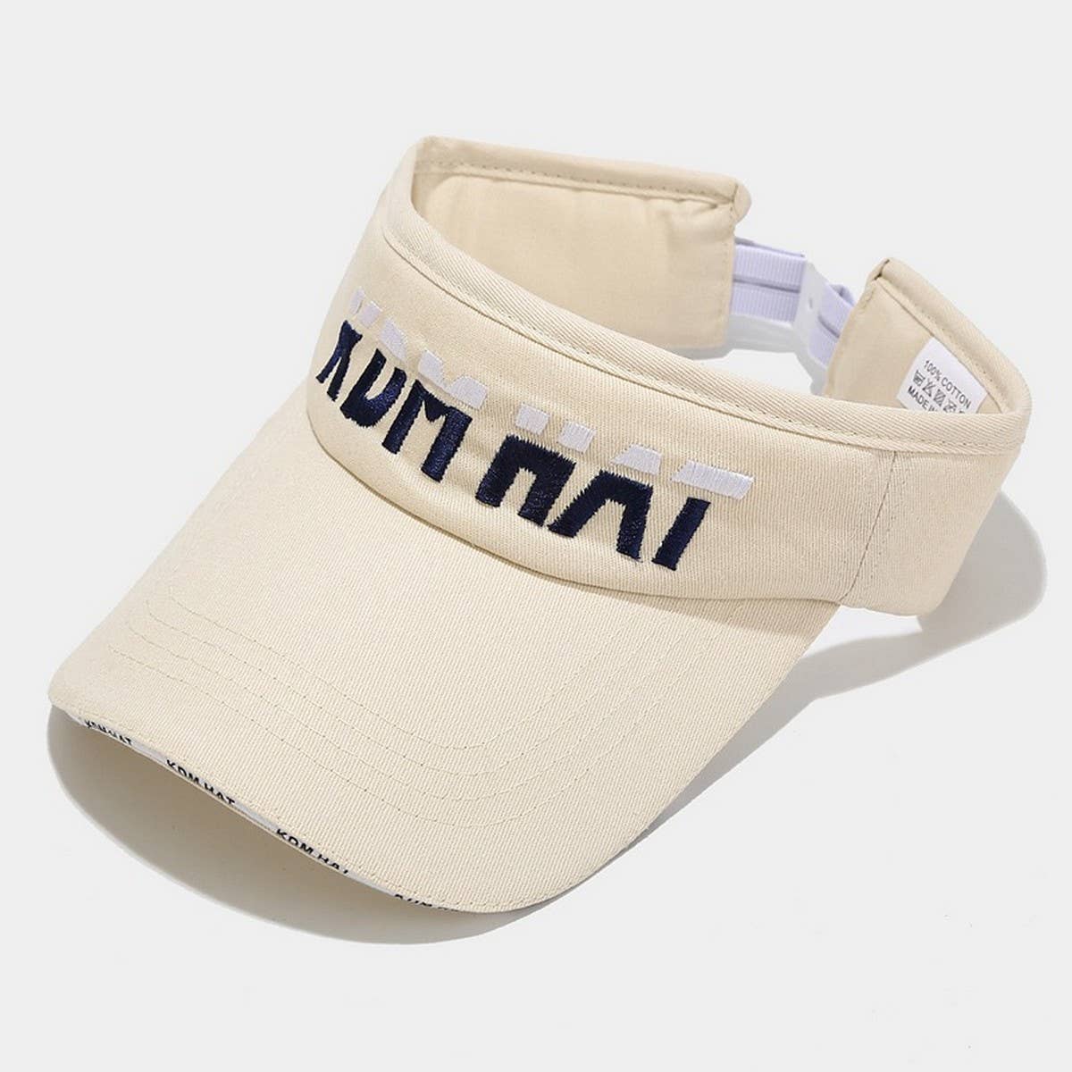 Extended Brim Sun Visor Hat with Letter Embroidery_CWAH3315