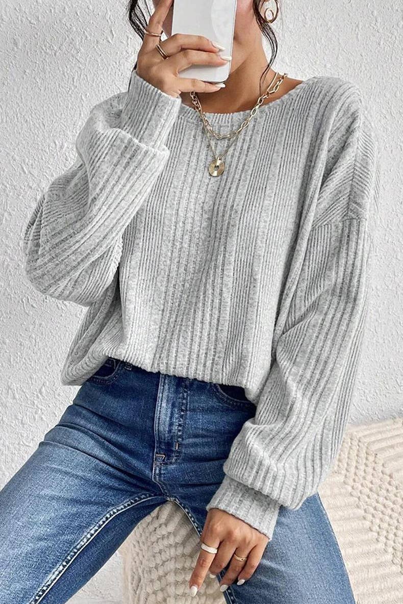 DESIGN BACKLESS LOOSE PULLOVER CREW-NECK SWEATER