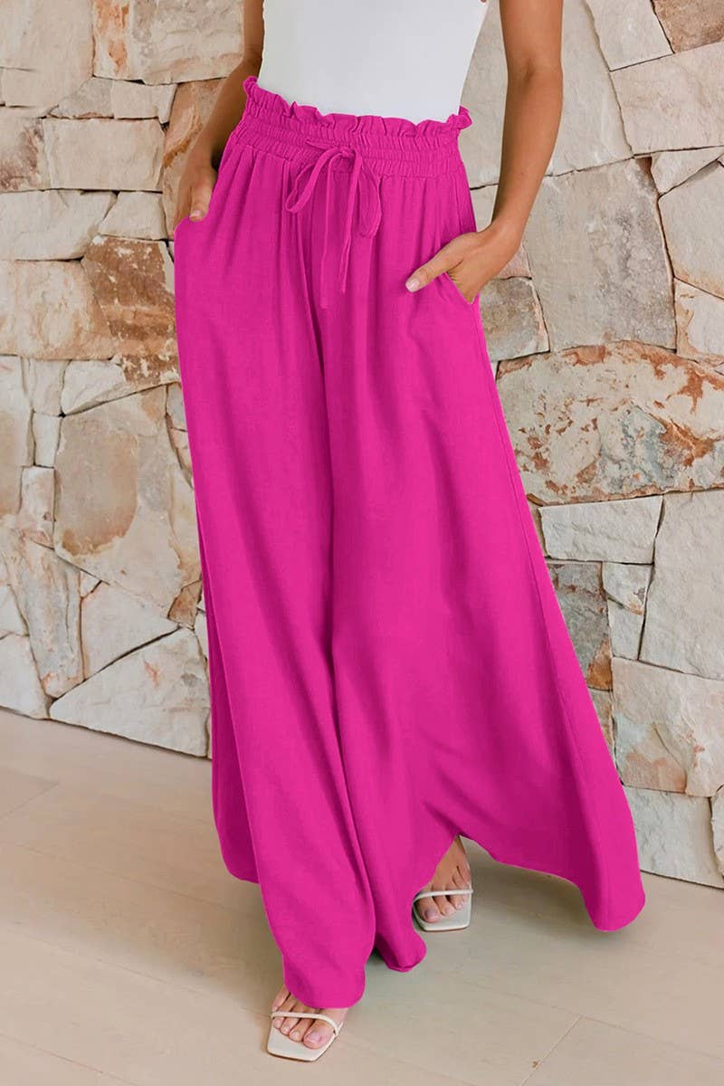 CWBLP2063_SUMMER COMMUTER STYLE LOOSE DRAPE PANTS
