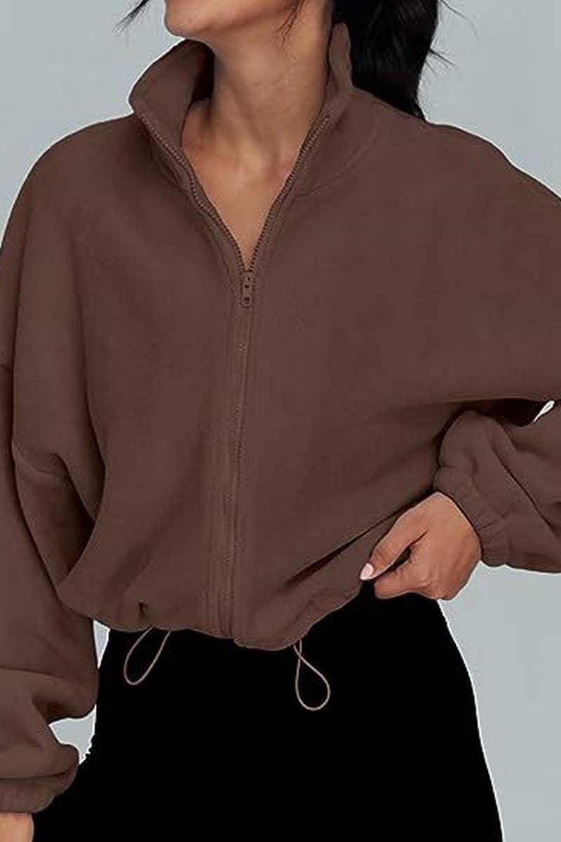 CWOCO00163_ZIPPER STAND COLLAR SPORTS SWEATSHIRT COAT