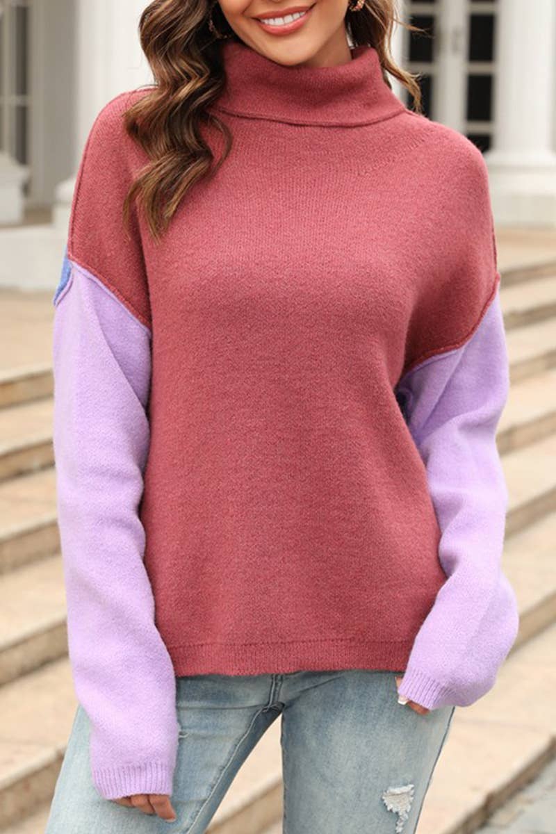CWOSWL1686_Turtle Neck Long Sleeve Pullover Sweater