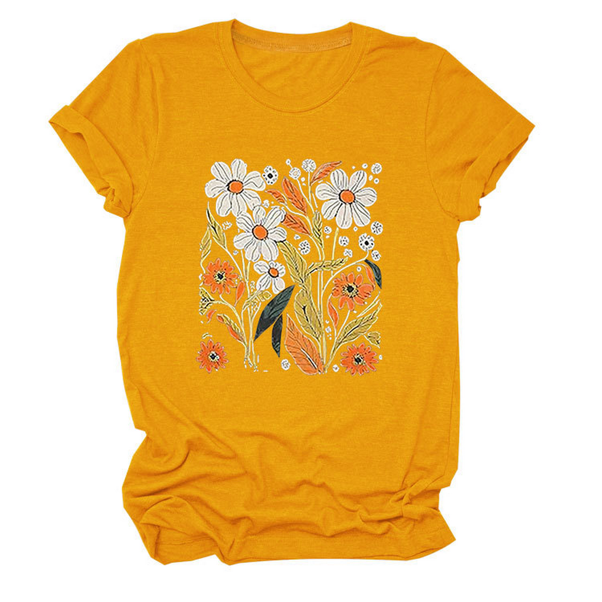 Women?™s Summer Tee ??Floral Casual Round Neck_CWTTS1500