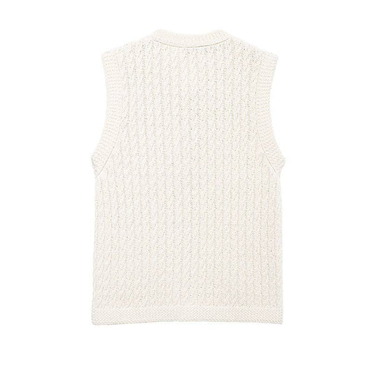 EIGHTSTRAND KNITTED CREW-NECK SINGLE-BREASTED VEST