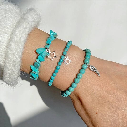 CWAJE4223_NATURAL STONE SIMPLE STAR LEAF PENDANT BRACELET