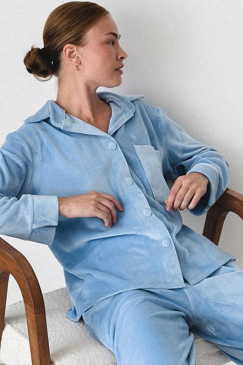 CWSPJ0345_PLUSH LONG SLEEVE LONG PANTS PAJAMAS SET