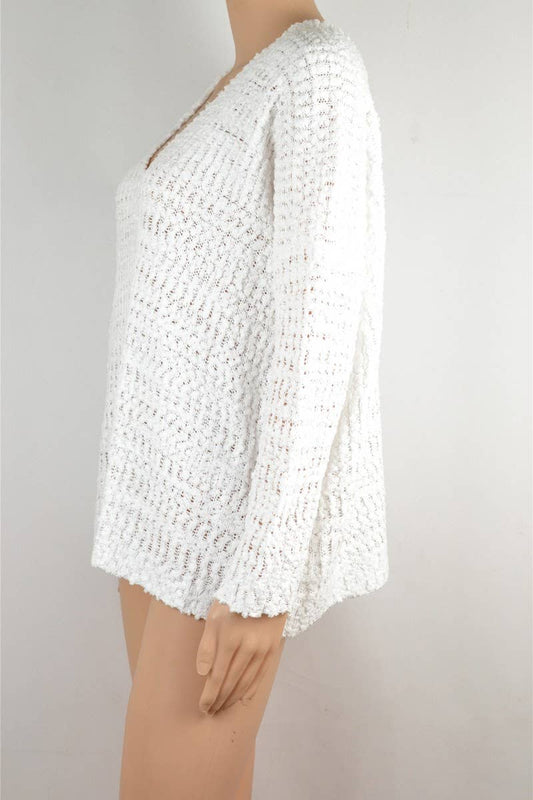 CWOSWL1710_V-neck Long Sleeve Pullover Sweater