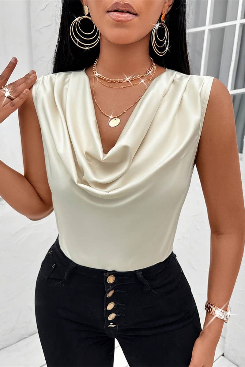 CWTTSL0335_SUMMER SEXY COLLAR COMMUTER SLEEVELESS T-SHIRT