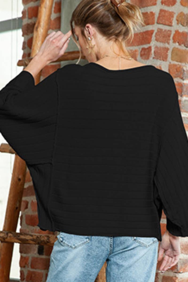 CWOSWL6690_VINTAGE CREW-NECK BAT-SLEEVED ALL-IN-ONE SWEATER