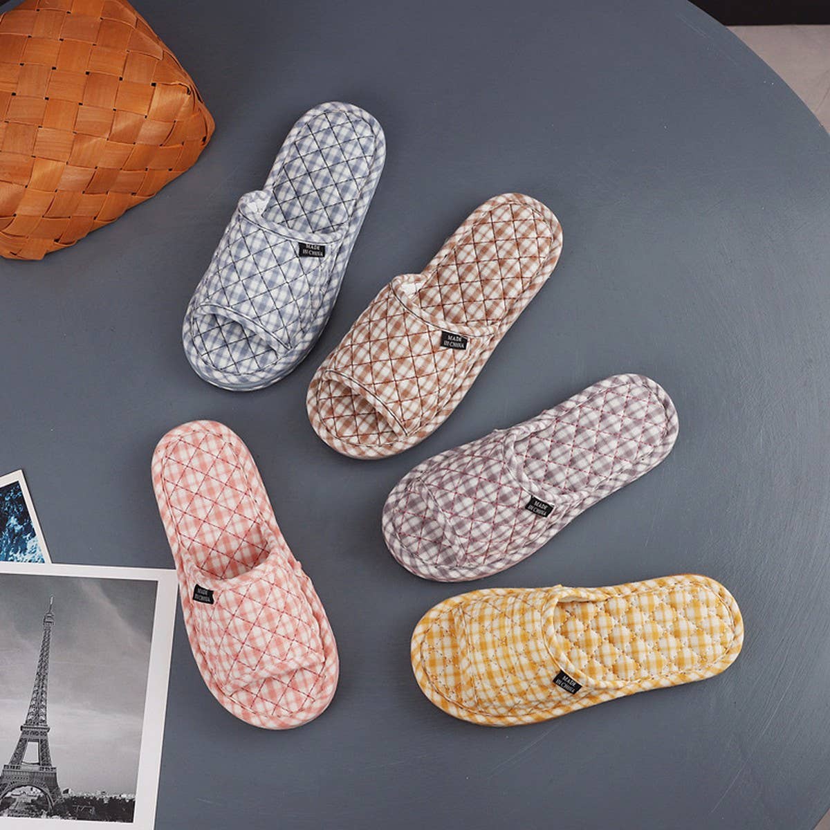 Thick Cotton Indoor Slippers with Fabric Sole