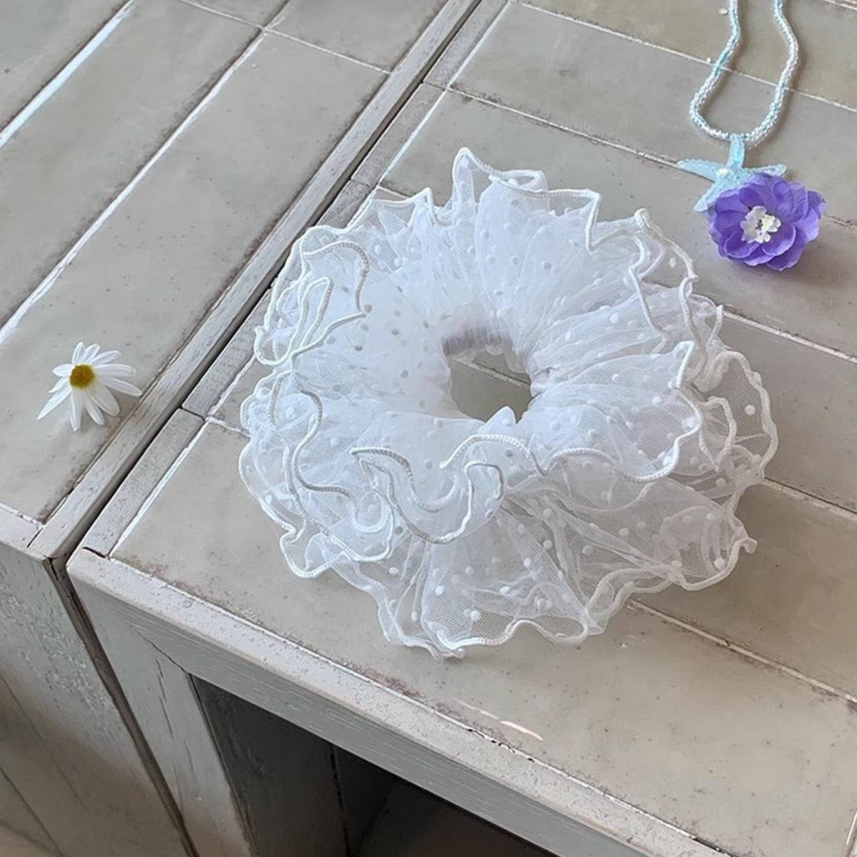 Ballet Dot Tulle Puffy Scrunchie Hair Tie_CWAHA5510