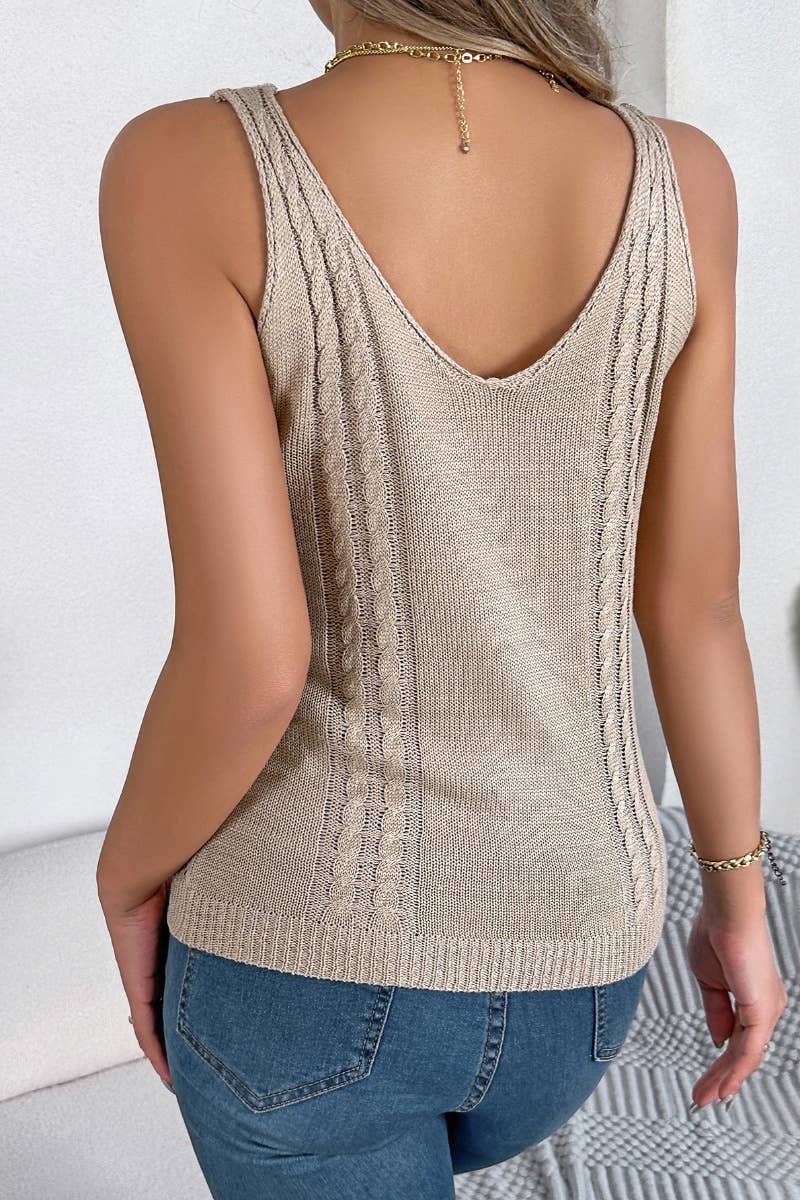CWOV0299_SUMMER V-NECK HOLLOW SLEEVELESS KNIT VEST