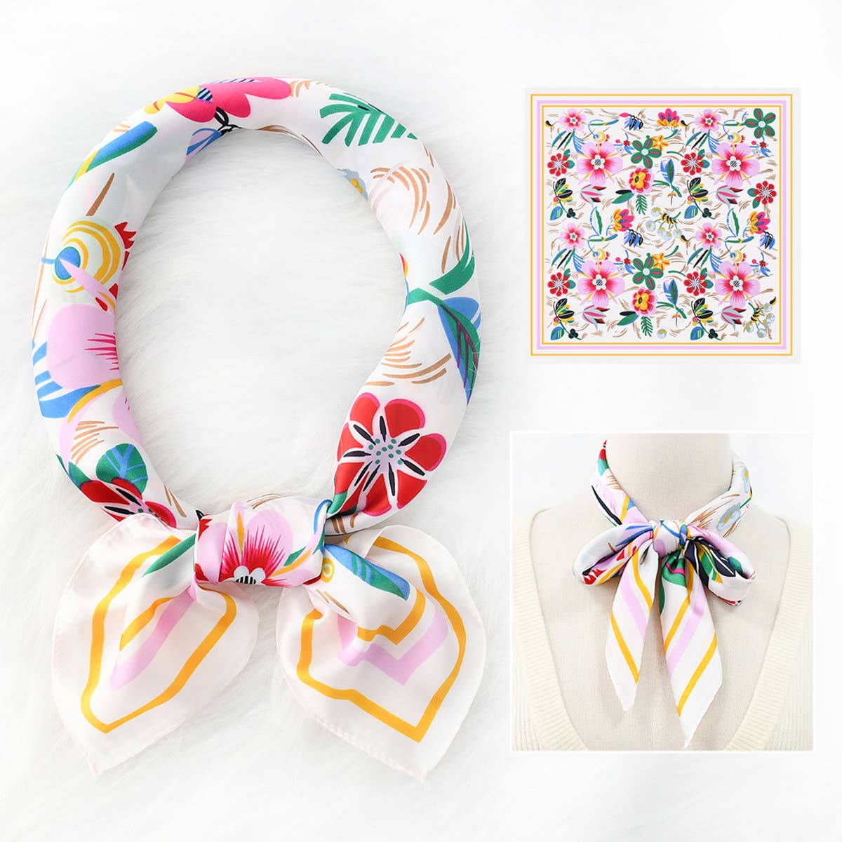 Floral Print  Scarf ? Vintage Neck & Head Wrap
