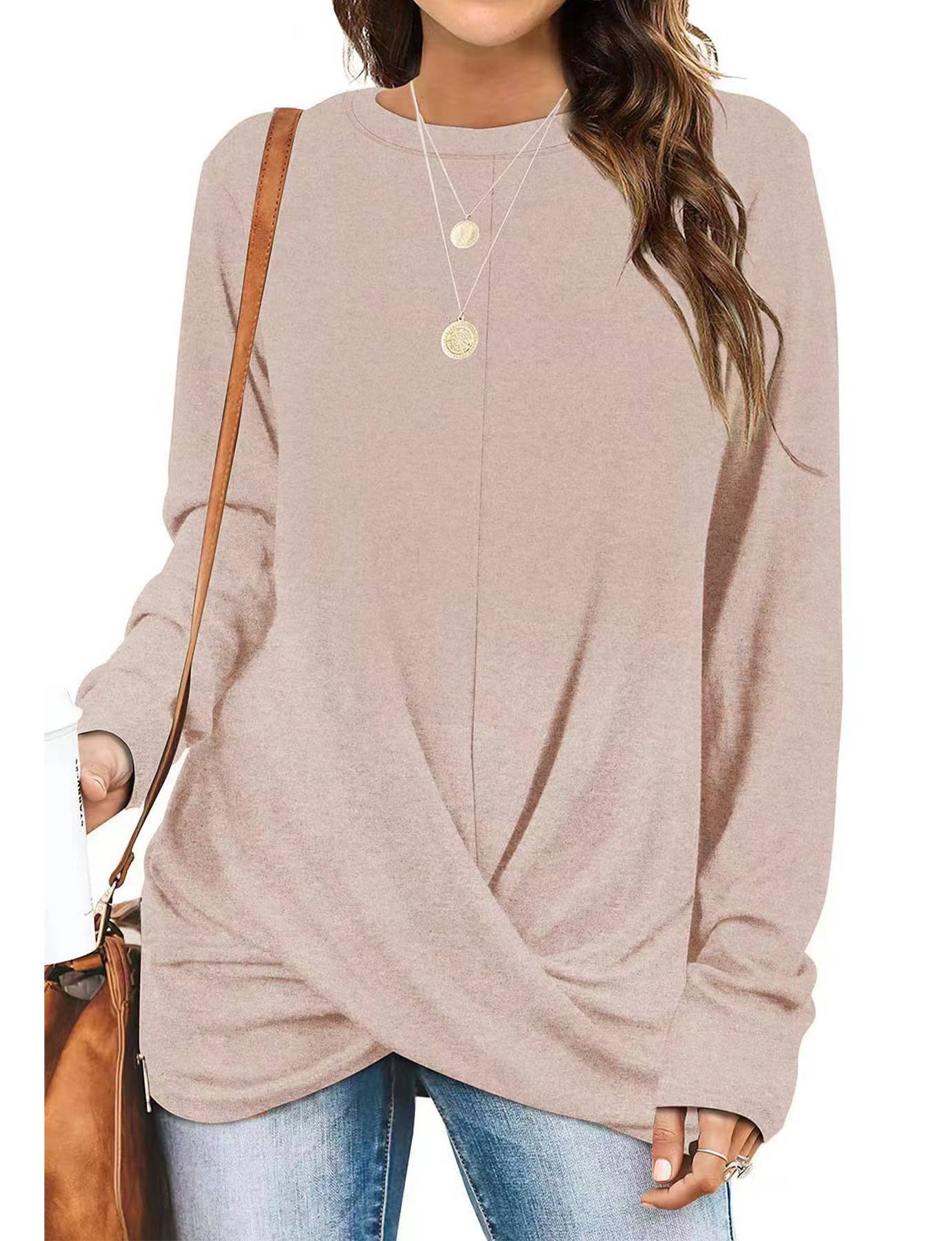 CREW-NECK LONG-SLEEVED SWEATSHIRT KNOTTED T-SHIRT