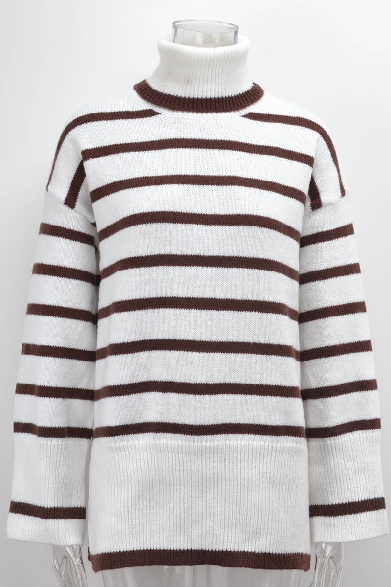CREW-NECK COTTON STRIPED SWEATER FOR WOMEN